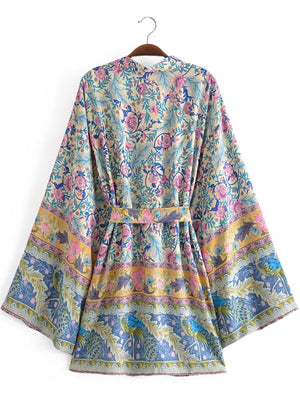 1love2hugs3kisses Short Kimono Floral Pink Blue