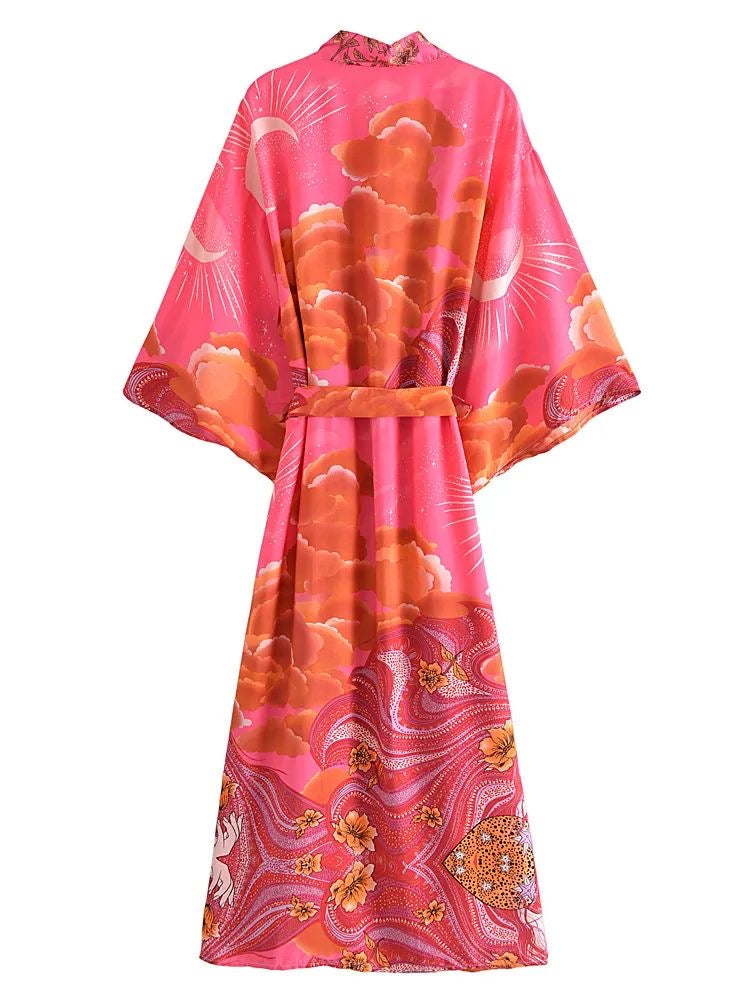 1love2hugs3kisses Long Kimono Pink Moon