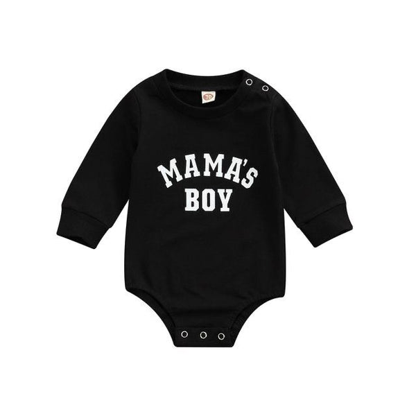 1love2hugs3kisses Onesie Longsleeve Black Mama's Boy