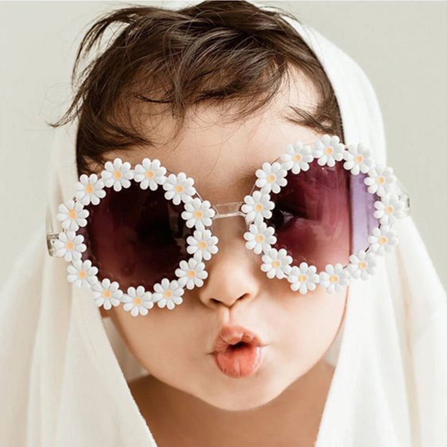 Kids Daisy Flower Sunglasses - White available at 1love2hugs3kisses ibiza