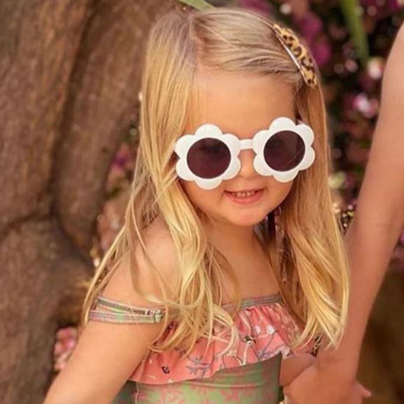 Kids Flower Sunglasses - White available at 1love2hugs3kisses ibiza