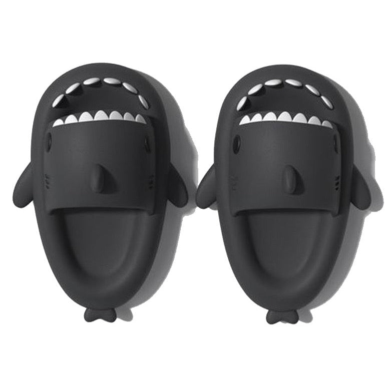 Kids Shark Sliders - Dark Grey