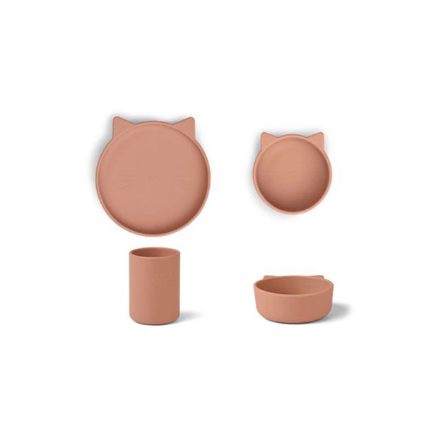 Liewood Cyrus Silicone Tableware 3 pack Junior Cat dark rose from 1love2hugs3kisses ibiza