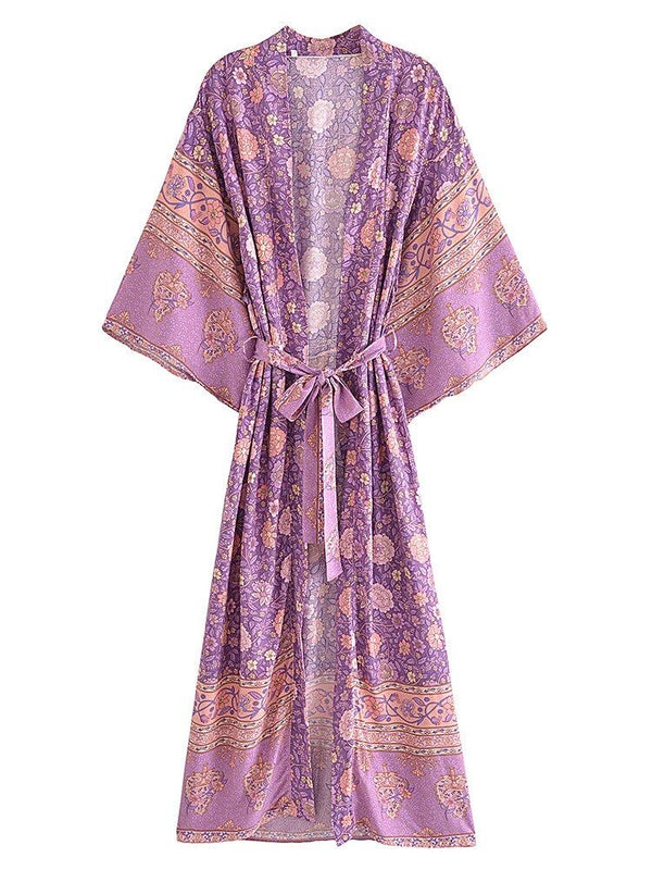 Long Kimono Purple Floral from 1love2hugs3kisses ibiza