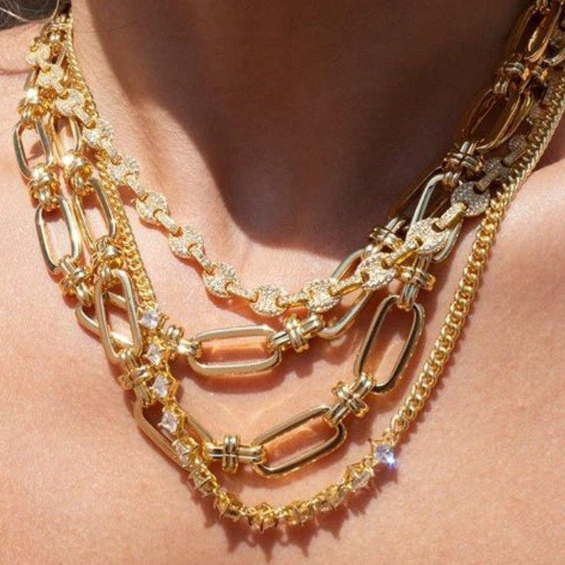 Luv Aj Ballier Curb Chain Necklace in Gold available at 1love2hugs3kisses ibiza