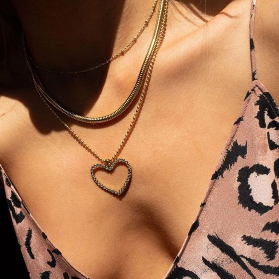 Luv Aj Heart Charm Necklace in Gold available at 1love2hugs3kisses Ibiza