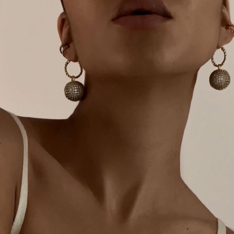 Luv Aj Pave Dome Statement Hoops Earrings available at 1love2hugs3kisses Ibiza 