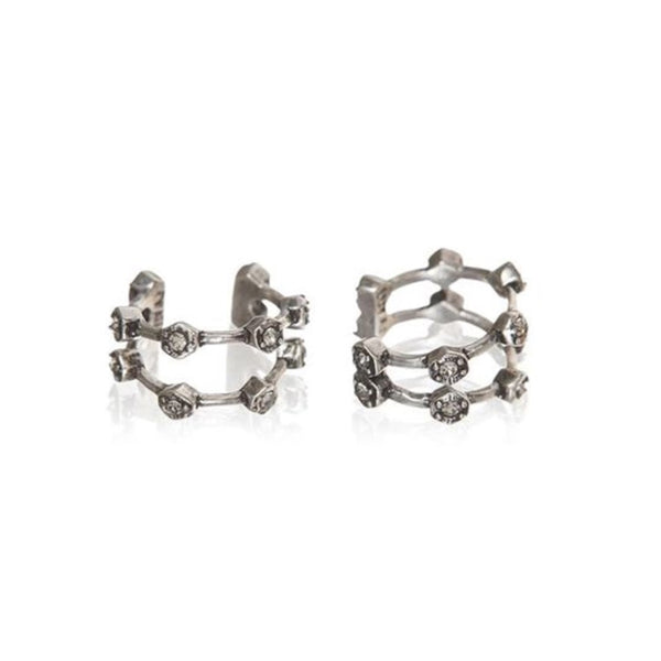 Luv Aj Pave Hex Ear Cuff in Silver available at 1love2hugs3kisses Ibiza