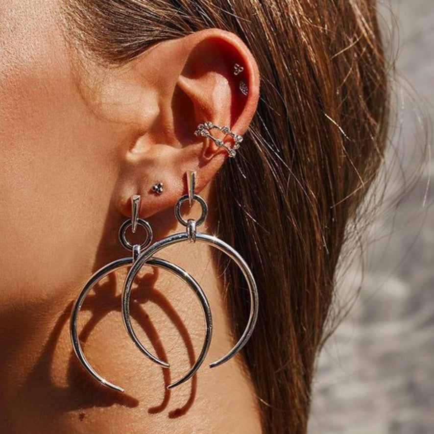 Luv Aj Pave Hex Ear Cuff in Silver available at 1love2hugs3kisses Ibiza