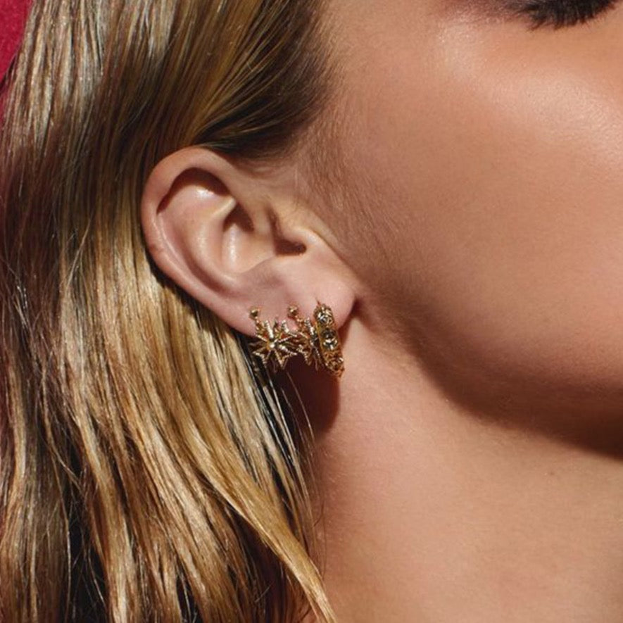 Luv Aj The Fleur Punk Studs Earrings in Gold available at 1love2hugs3kisses Ibiza