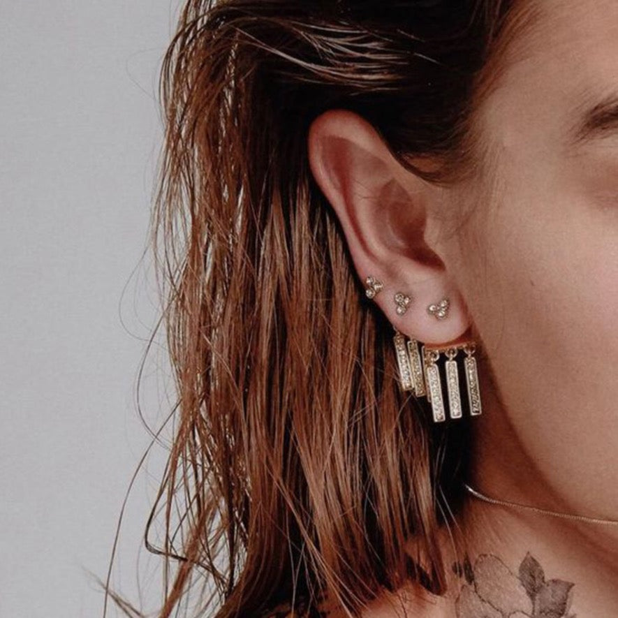 Luv Aj The Moroccan Dangle Studs Earrings in Gold available at 1love2hugs3kisses Ibiza