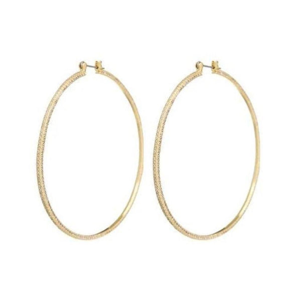 Luv Aj Triple Pave Hoops Earrings in Gold available at 1love2hugs3kisses Ibiza