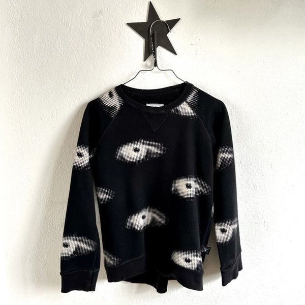 Pre-loved Nununu eyes Sweater Black size 6-7 years available at 1love2hugs3kisses Ibiza