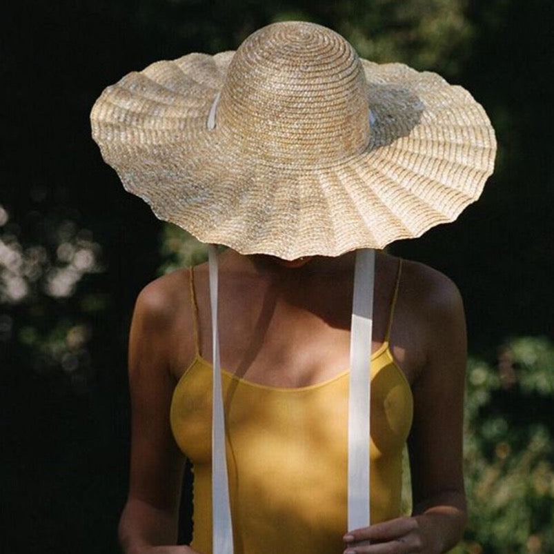 Straw Hat Natural Scalloped Dolce - Cream Ribbon from 1love2hugs3kisses Ibiza